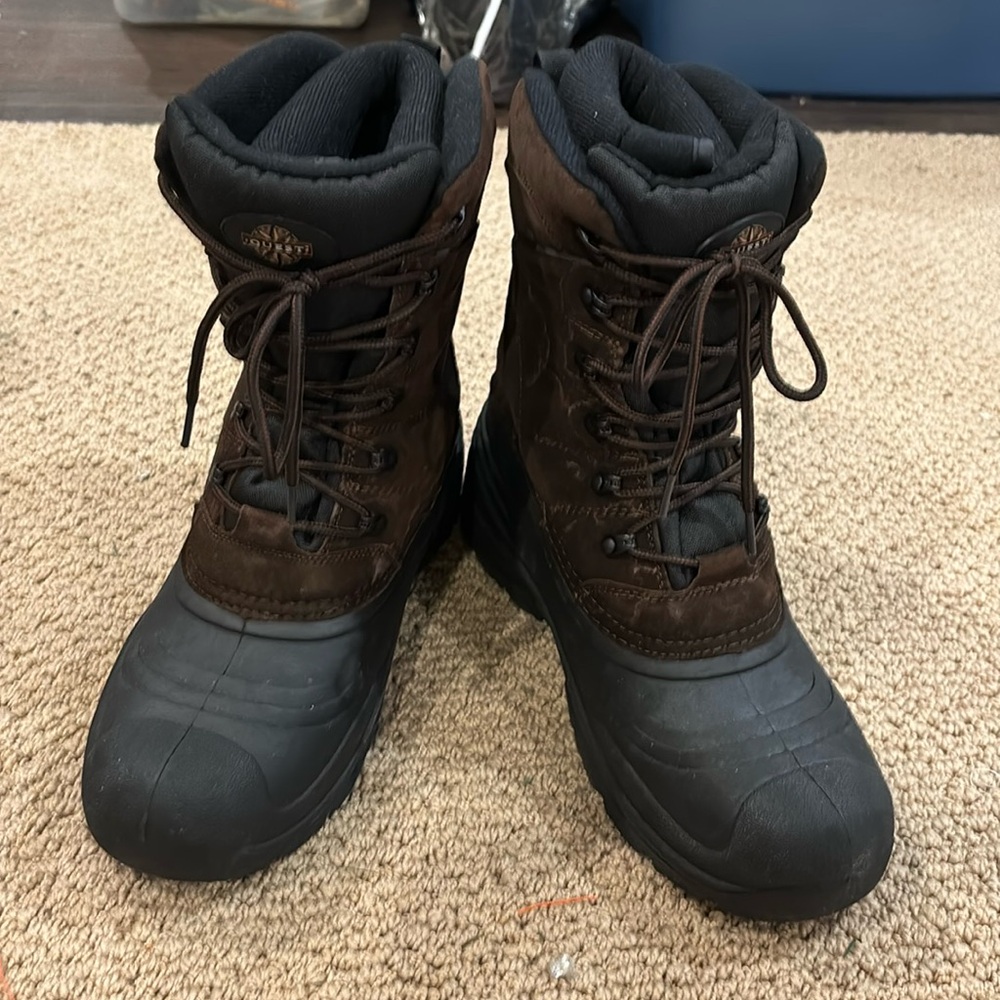Quest Men Snow Boots Thinsulate Ultra Insulated Leather Lace Up Brown SZ 11